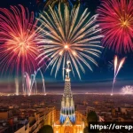 스페인의 불꽃놀이 문화 - A breathtaking wide shot of the "La Merc&egrave;" fireworks festival illuminating the night sky over Barcel...